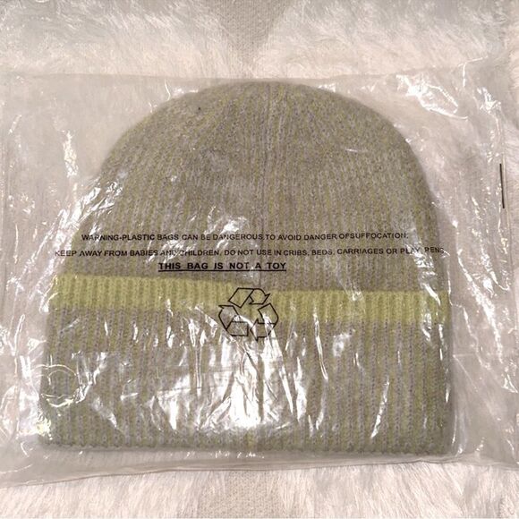 ASOS Light Lime Green Boardmans Knit Ribbed Beanie - Picture 2 of 3